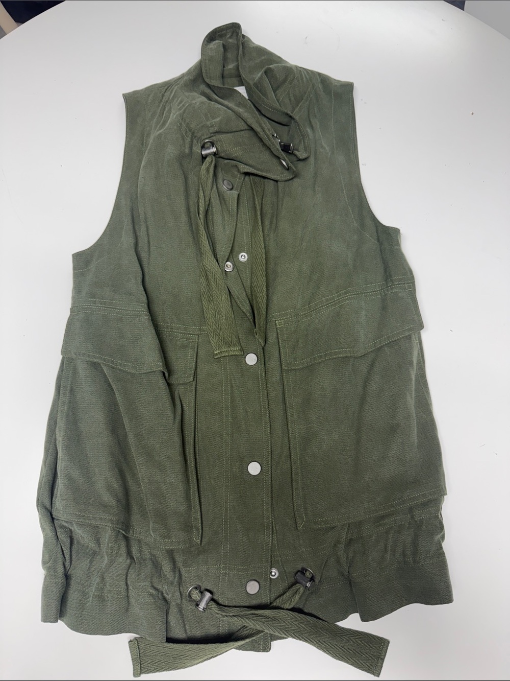 NWT Lou & Grey Olive Green Drawstring Utility Vest - Women Jackets & Coats